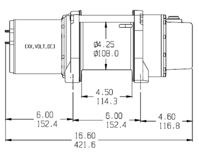 Схема, размеры. Лебедка Warn DC2000-MF-12V